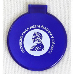 Zrkadielko – kozmetické, plastové, modré s logom UPJŠ