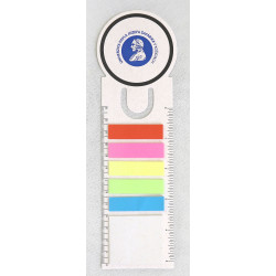 Záložka a pravítko z recyklovaného kartónu s lepiacimi papierikmi a značkovačmi stránok