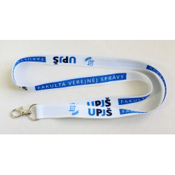 Šnúrka na krk s grafikou Fakulty verejnej správy - modrá