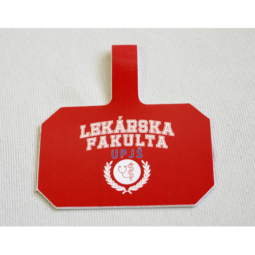 Kartička s grafikou Lekárskej fakulty - červená