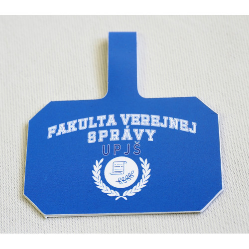 Kartička s grafikou Fakulty verejnej správy- modrá