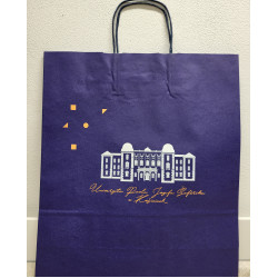 Taška papierová modrá  s potlačou budovy rektorátu